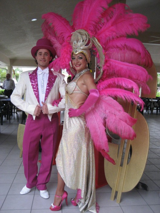 vegas showgirl entertainment pink feathers